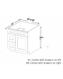 Vanity Sink Drawer Base Drawer Combo – Two Left/Right Drawers