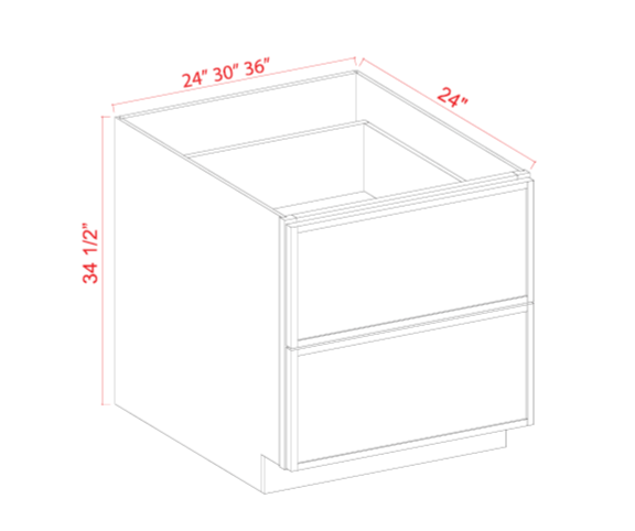 SDW-2DB30 — Drawer Base Cabinet - 30"W x  34-1/2"H x 24"D - 2DRW