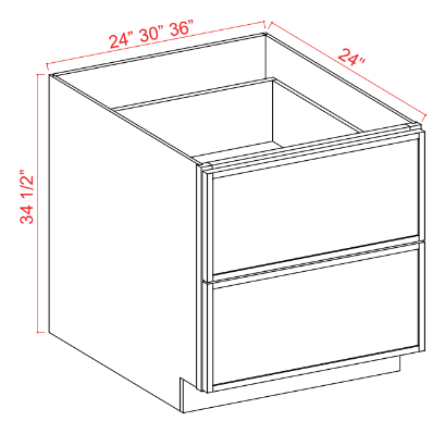 SWO-2DB24 — Drawer Base Cabinet - 24"W x  34-1/2"H x 24"D - 2DRW