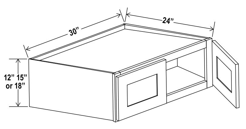Slim Shaker — Wall Refrigerator Cabinet - 30"W x 15"H x 24"D - 2D — highest-resolution technical cabinet drawing
