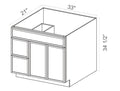 SWO-V3321TDL — Vanity Sink Base - 33"W x 34 1/2" x 21"D - 1 False Front,1D, 2 Left DRW