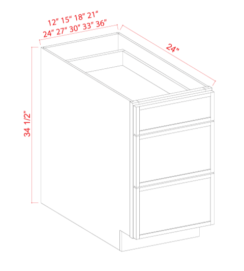 SDW-3DB12 — Drawer Base Cabinet - 12"W x 34-1/2"H x 24"D - 3DRW