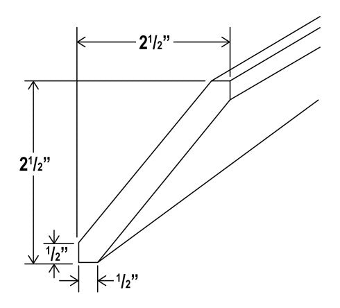 CW-ACM8 — Angle Crown Moulding - 96”L x 2-1/2”W x 9/16”D (Installation Height is 1-7/8")