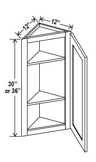 NB-AW1230 — Angle Wall Cabinet - 12”W x 30”H x 12”D - 1D -2S