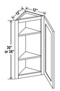 NB-AW1230 — Angle Wall Cabinet - 12”W x 30”H x 12”D - 1D -2S