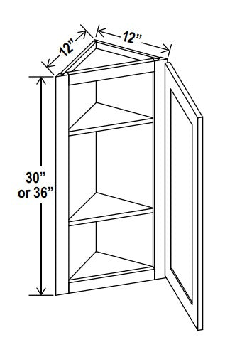 GR-AW1230 — Angle Wall Cabinet - 12”W x 30”H x 12”D - 1D -2S