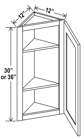 SE-AW1230 — Angle Wall Cabinet - 12”W x 30”H x 12”D - 1D -2S
