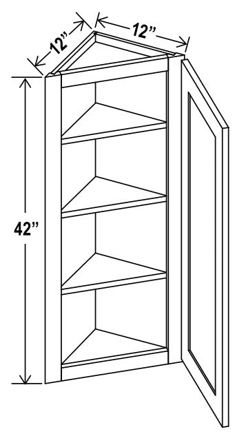 GR-AW1242 — Angle Wall Cabinet - 12”W x 42”H x 12”D - 1D -3S