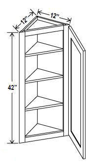 NB-AW1242 — Angle Wall Cabinet - 12”W x 42”H x 12”D - 1D -3S