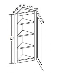 GR-AW1242 — Angle Wall Cabinet - 12”W x 42”H x 12”D - 1D -3S