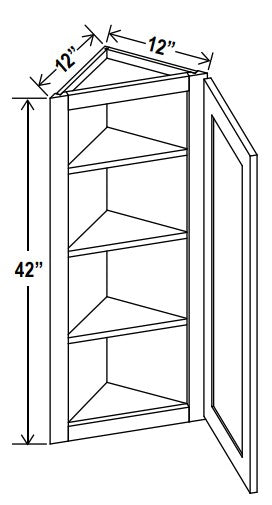 SW-AW1242 — Angle Wall Cabinet - 12”W x 42”H x 12”D - 1D -3S