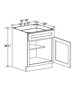 SW-B15 — Base Cabinet - 15”W x 34-1/2”H x 24”D - 1D, 1Drw, 1S
