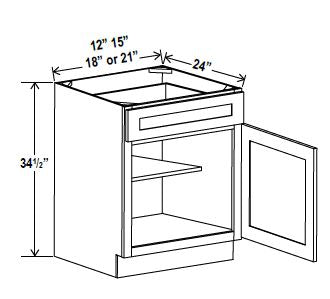 NB-B15 — Base Cabinet - 15”W x 34-1/2”H x 24”D - 1D, 1Drw, 1S
