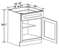 NB-B12 — Base Cabinet - 12”W x 34-1/2”H x 24”D - 1D, 1Drw, 1S