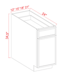 SIB-B12 — Slim Shaker — Base Cabinet - 12"W x 34-1/2"H x 24"D - 1D, 1Drw, 1S cabinet product image