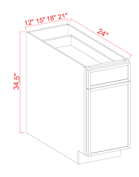 SWO-B12 — Base Cabinet - 12"W x 34-1/2"H x 24"D - 1D, 1Drw, 1S