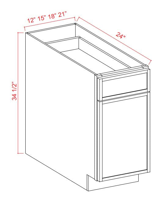 SAG-B12 — Base Cabinet - 12"W x 34-1/2"H x 24"D - 1D, 1Drw, 1S