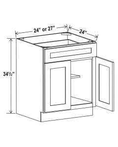 SW-B24 — Base Cabinet - 24”W x 34-1/2”H x 24”D - 2D, 1Drw, 1S