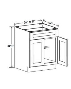 GR-B27 — Base Cabinet - 27”W x 34-1/2”H x 24”D - 2D, 1Drw, 1S