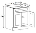 NB-B24 — Base Cabinet - 24”W x 34-1/2”H x 24”D - 2D, 1Drw, 1S