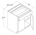 MB-B24 — Base Cabinet - 24"W - 34 1/2"H X 24"D - 2 Doors - 1 Drawer - 1 Shelf