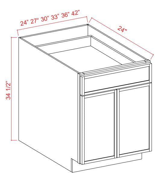 SDW-B27 — Base Cabinet - 27"W x 34-1/2"H x 24"D - 2D, 1Drw, 1S