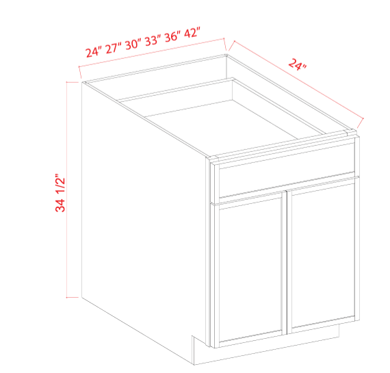SDW-B27 — Base Cabinet - 27"W x 34-1/2"H x 24"D - 2D, 1Drw, 1S