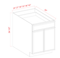 SIB-B24 — Slim Shaker — Base Cabinet - 24"W x 34-1/2"H x 24"D - 2D, 1Drw, 1S cabinet product image