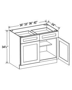SW-B42 — Base Cabinet - 42”W x 34-1/2”H x 24”D - 2D, 2Drw, 1S