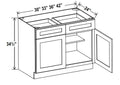 NB-B30 — Base Cabinet - 30”W x 34-1/2”H x 24”D - 2D, 2Drw, 1S