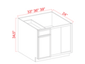 SAO-BBC36 — Slim Shaker — Blind Base Corner Cabinet - 33"W x 34-1/2"H x 24"D  -1D, 1Drw, 1S
*Install range 37" min., 40" max; Specify Left-hinge or Right Hinge assembly cabinet product image