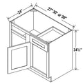 GR-BBC36 — Blind Base Corner Cabinet - 33”W x 34-1/2”H x 24”D -1D, 1Drw, 1S
*Install range 36” min., 39” max; Specify Left-hi
