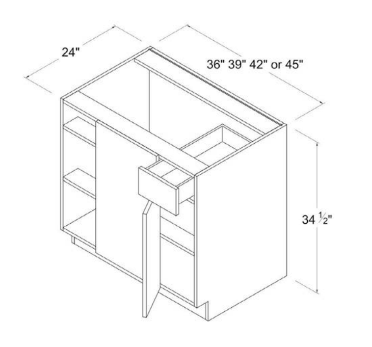 MB-BBC36 — Base Blind Corner Cabinet - 36"W X 34 1/2"H X 24"D - 1 Door - 1 Drawer - 1 Shelf