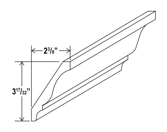 CW-BCM8(DCM) — Decorative Crown Moulding - 96"L x 4-1/8’W x 3/4”D (Installation Height is 3-1/2")