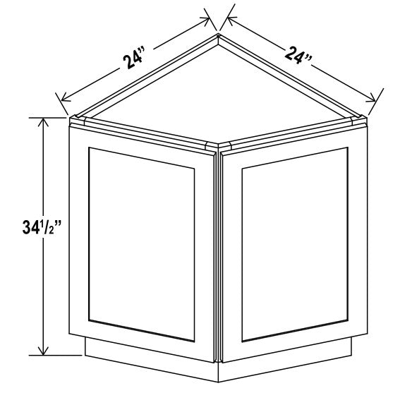 SW-BEC24 — Angle Base Cabinet - 24”W x 34-1/2”H x 24”D - 2D, 1S
