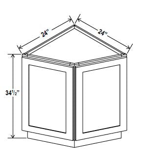 NB-BEC24 — Angle Base Cabinet - 24”W x 34-1/2”H x 24”D - 2D, 1S