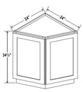 NB-BEC24 — Angle Base Cabinet - 24”W x 34-1/2”H x 24”D - 2D, 1S