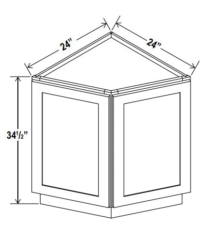 SW-BEC24 — Angle Base Cabinet - 24”W x 34-1/2”H x 24”D - 2D, 1S
