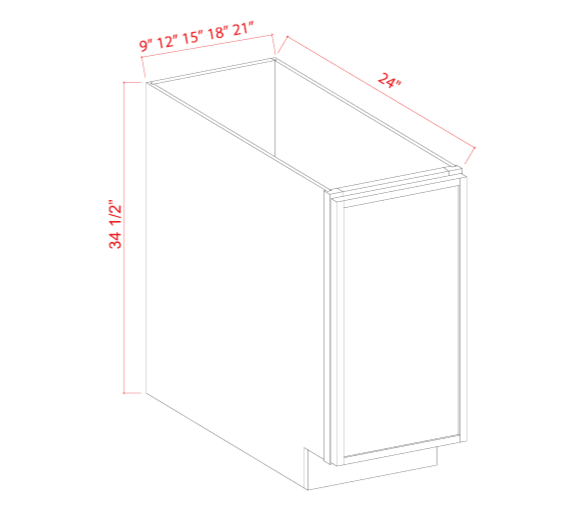 SDW-BFH18 — Base Cabinet - Full Height Door-18"W x 34-1/2"H x 24"D - 1D, 1S