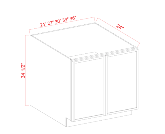 SDW-BFH24 — Base Cabinet - Full Height Door-24"W x 34-1/2"H x 24"D - 2D, 1S