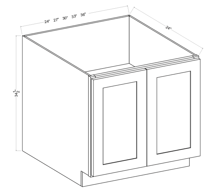 Unlimited Framed — Base Cabinet - Full Height Door-24"W x 34-1/2"H x 24"D - 2D, 1S — highest-resolution technical cabinet drawing