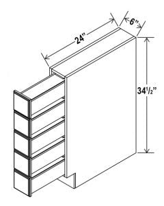 SW-BSDC6 — Base Spice Drawer - 6"W x 34-1/2”H x 24”D - 5Drw