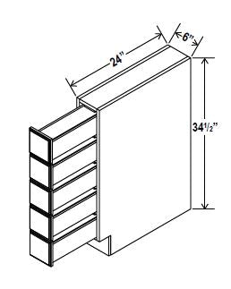 NB-BSDC6 — Base Spice Drawer - 6"W x 34-1/2”H x 24”D - 5Drw