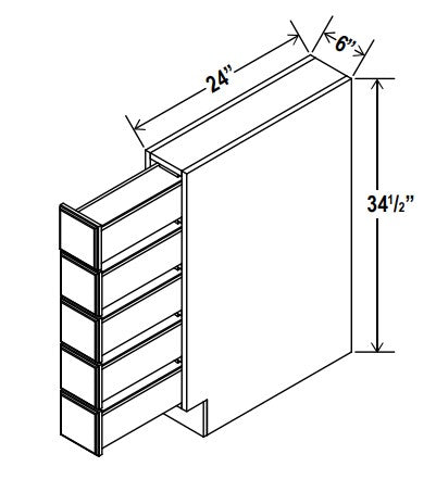 SW-BSDC6 — Base Spice Drawer - 6"W x 34-1/2”H x 24”D - 5Drw