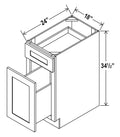 SW-BWB18 — Base Waste Basket Cabinet- 18”W x 34-1/2"H x 24"D, 1Drw,                                                 1 pull-ou