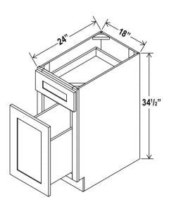 SW-BWB18 — Base Waste Basket Cabinet- 18”W x 34-1/2"H x 24"D, 1Drw,                                                 1 pull-ou