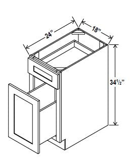 NB-BWB18 — Base Waste Basket Cabinet- 18”W x 34-1/2"H x 24"D, 1Drw,                                                 1 pull-ou