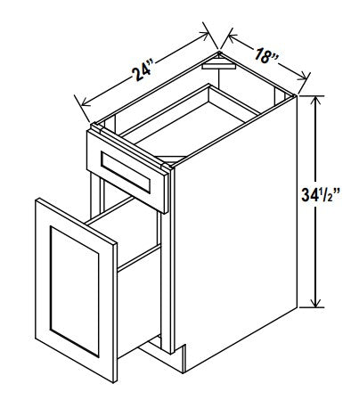 GR-BWB18 — Base Waste Basket Cabinet- 18”W x 34-1/2"H x 24"D, 1Drw,                                                 1 pull-ou