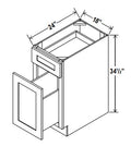 NB-BWB18 — Base Waste Basket Cabinet- 18”W x 34-1/2"H x 24"D, 1Drw,                                                 1 pull-ou