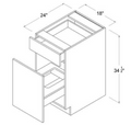 MB-BWB18 — Base Waste Basket Cabinet - 18"W X 34 1/2"H X 24"D - 2 Drawers